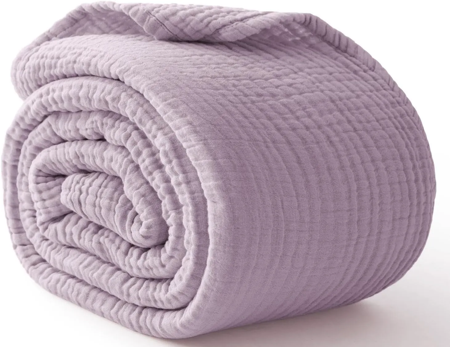 100% Cotton Muslin Blanket Large 50" x 70", 6 Layers Breathable and Lightweight Cotton Throw Blanket for Couch, Soft Quilt Bedspread, Gauze Blanket for Adults All Season, Lavender