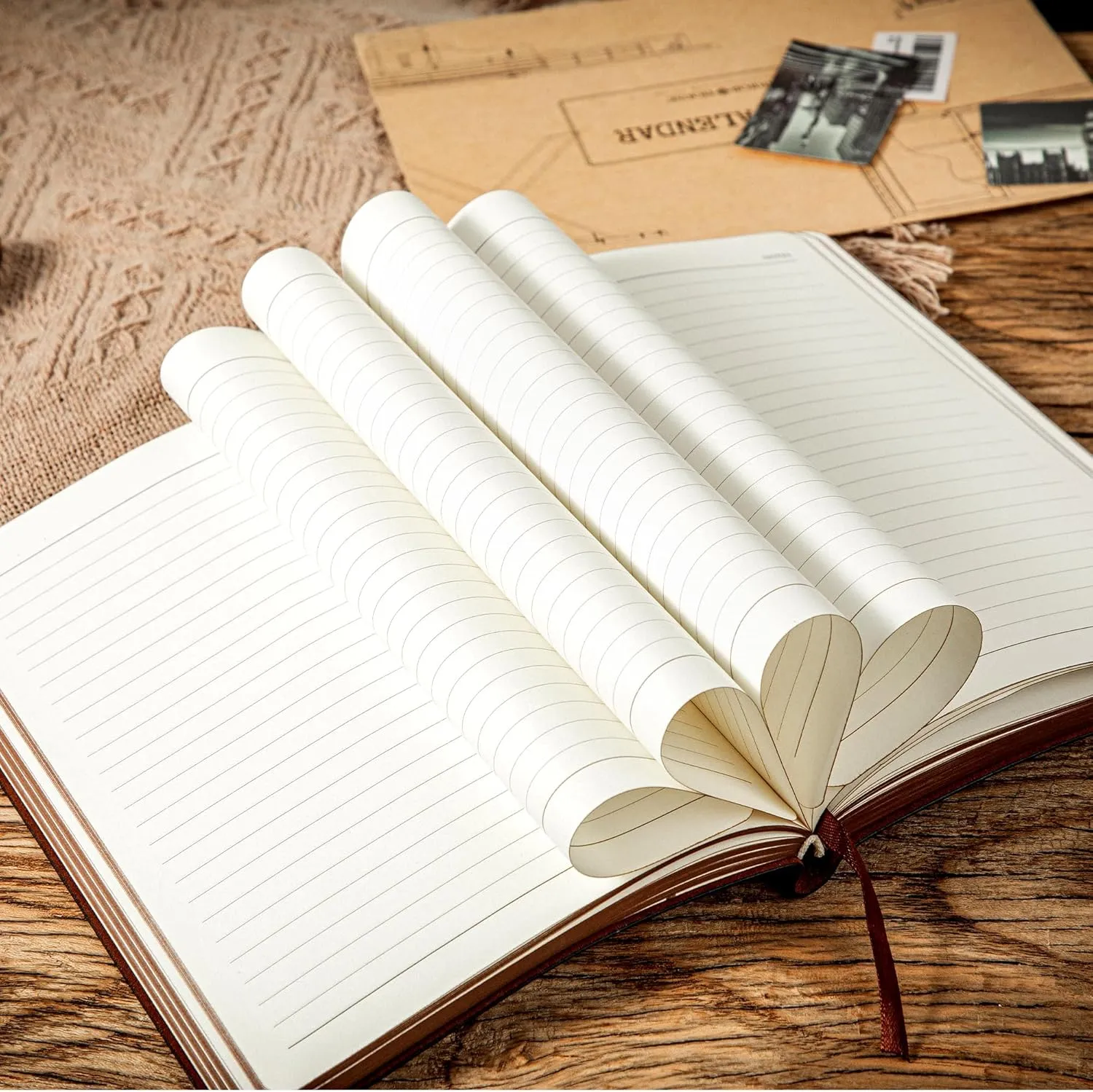 2 Pack Leather Vintage Journal for Men Soft Cover Lined Pages Notebook 180 Lay Flat for Writing Travel Diary, 5.7'' x 8.3'', Black, Brown
