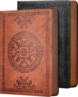 2 Pack Leather Vintage Journal for Men Soft Cover Lined Pages Notebook 180 Lay Flat for Writing Travel Diary, 5.7'' x 8.3'', Black, Brown