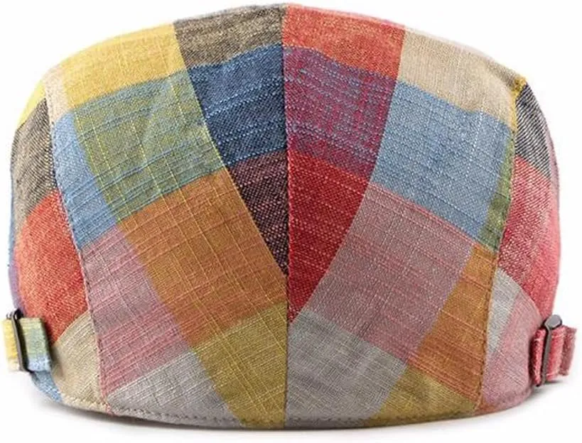 2 Pack Men's Newsboy Flat Cap Adjustable Plaid Ivy Gatsby Cabbie Driving Golf Hat Beret