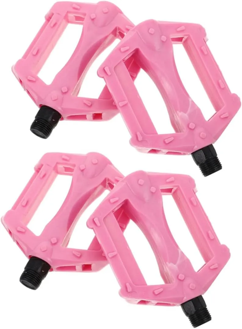 2 Pair Plastic Pedals for Kids Bikes - Anti-Slip Bicycle Flat Pedal for Secure Grip Universal for Mountain and Flat Road Cycling