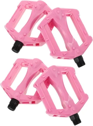 2 Pair Plastic Pedals for Kids Bikes - Anti-Slip Bicycle Flat Pedal for Secure Grip Universal for Mountain and Flat Road Cycling