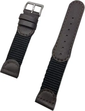 20mm Brown Swiss Army Style Watchband | Soft Genuine Leather and Black Nylon Replacement Watchstrap that brings New Life to Any Watch (Mens Length)