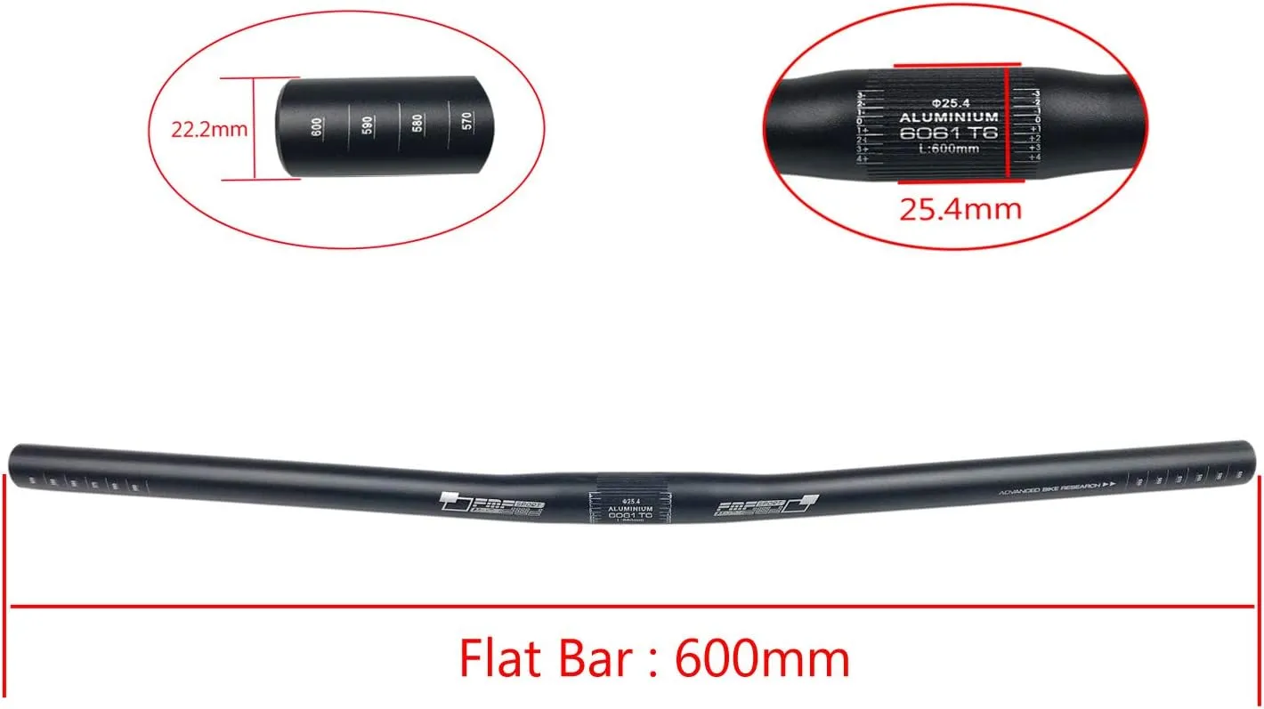 25.4mm Lightweight Aluminum Alloy MTB Bike Handlebar Cycling Bicycle Riser/Flat Bar 600mm Long for Mountain Bike
