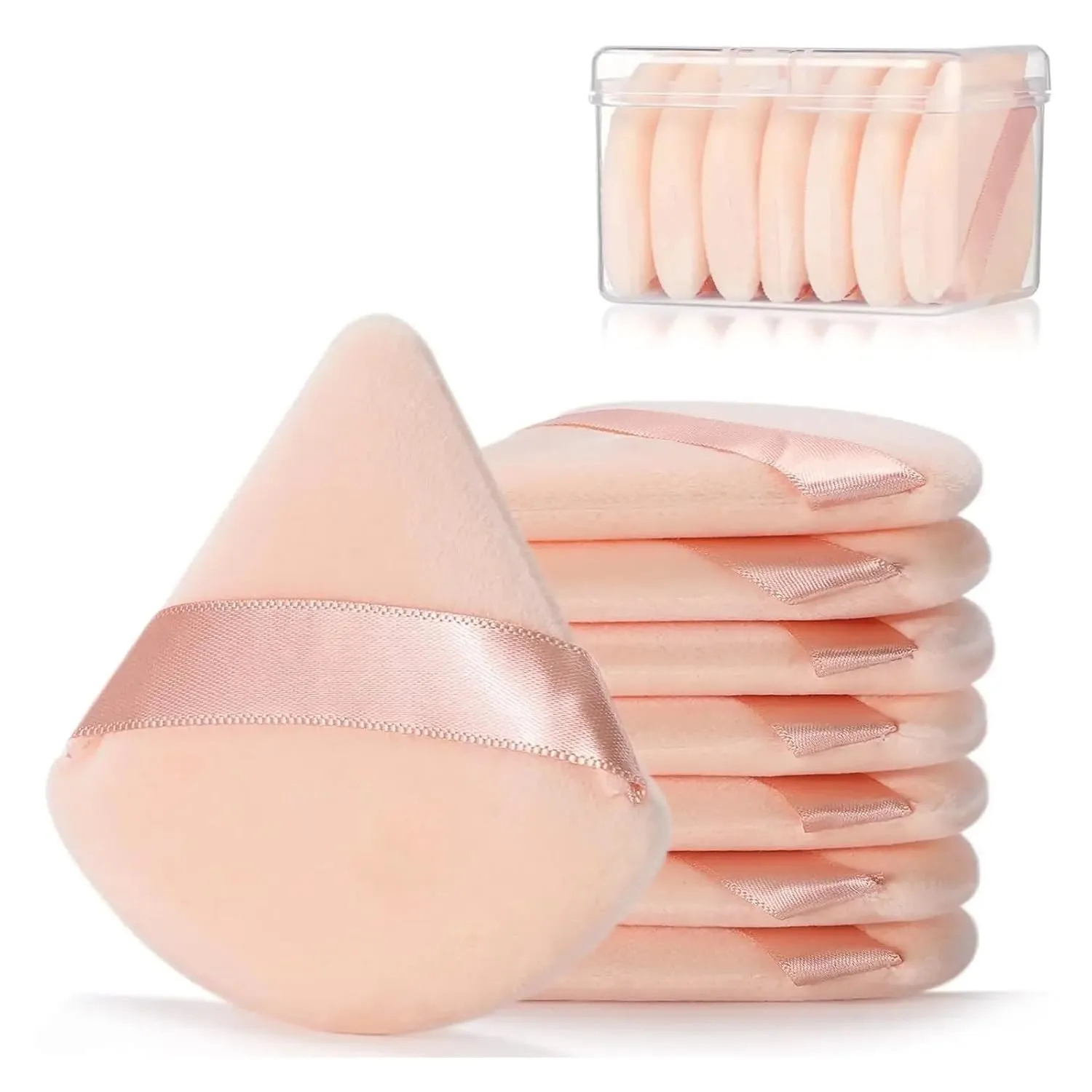 2Pcs Triangle Powder Puff Face Makeup Sponge Soft Velvet Cosmetic Puff Blender Beauty Foundation Sponge Make Up Accessories(White)