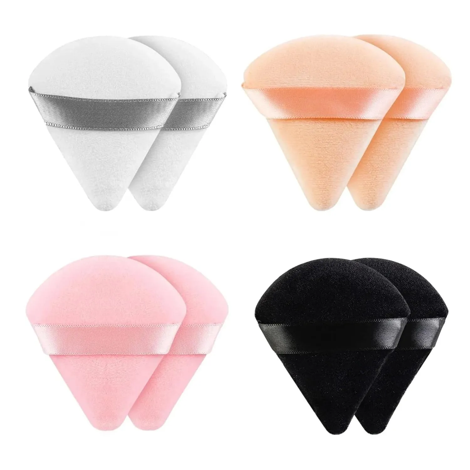 2Pcs Triangle Powder Puff Face Makeup Sponge Soft Velvet Cosmetic Puff Blender Beauty Foundation Sponge Make Up Accessories(White)