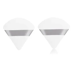 2Pcs Triangle Powder Puff Face Makeup Sponge Soft Velvet Cosmetic Puff Blender Beauty Foundation Sponge Make Up Accessories(White)
