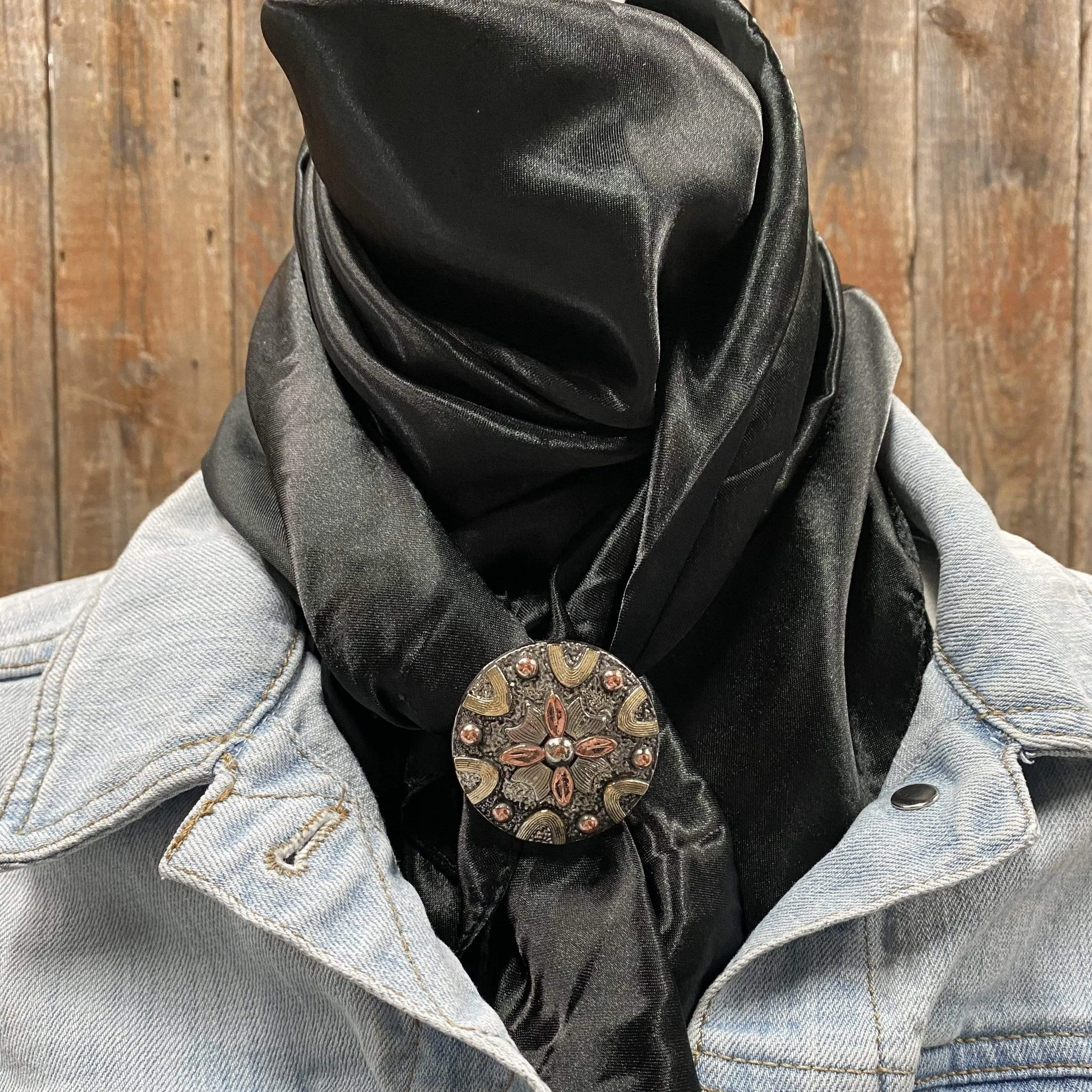 35X35"  Solid Black Wild Rag / Scarf - W147L Slide WRSC4B