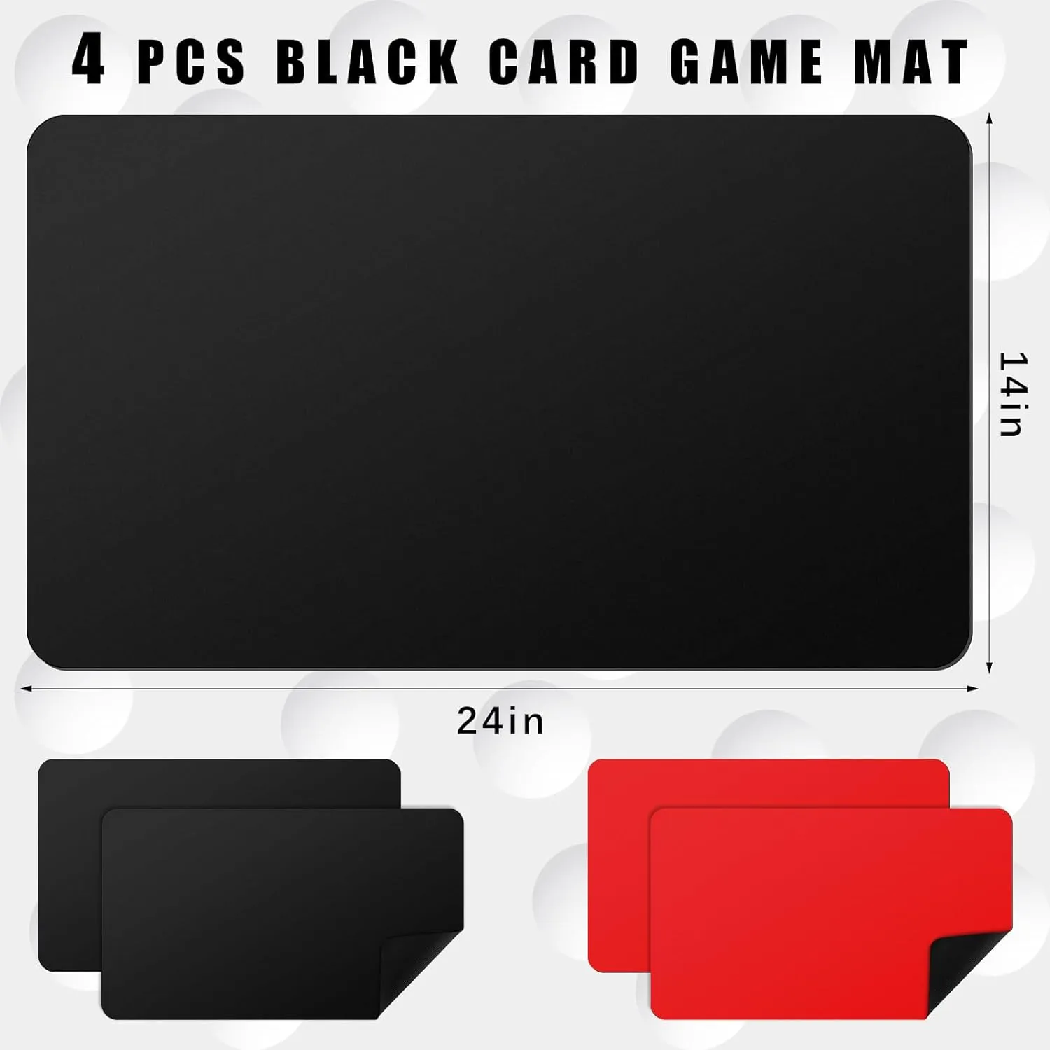 4 Pcs Card Game Mats 24 x 14 Inch Playmat Table Smooth Playing Card Mat for TCG, Gameplay(Red, Black)