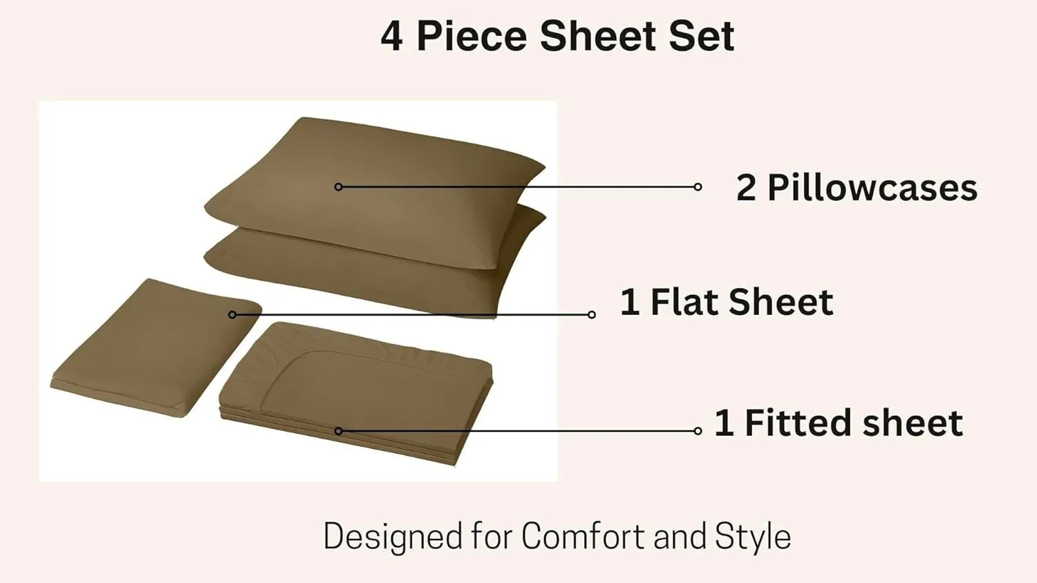 4 Piece Cot Sheet Set - Cot Sheet 28" X 75" - Sheets for Camping Cot Mattress - Perfect for Folding Guest Beds,Narrow Twin,Camp Bunk Beds - Sheets for Cot Bunk Bed - Cot Sheets Set - Taupe Solid