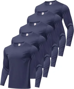 5 Pack Men's Long Sleeve Shirts Sun Protection Shirts Lightweight UPF 50  Rash Guard for Running Workout Fishing