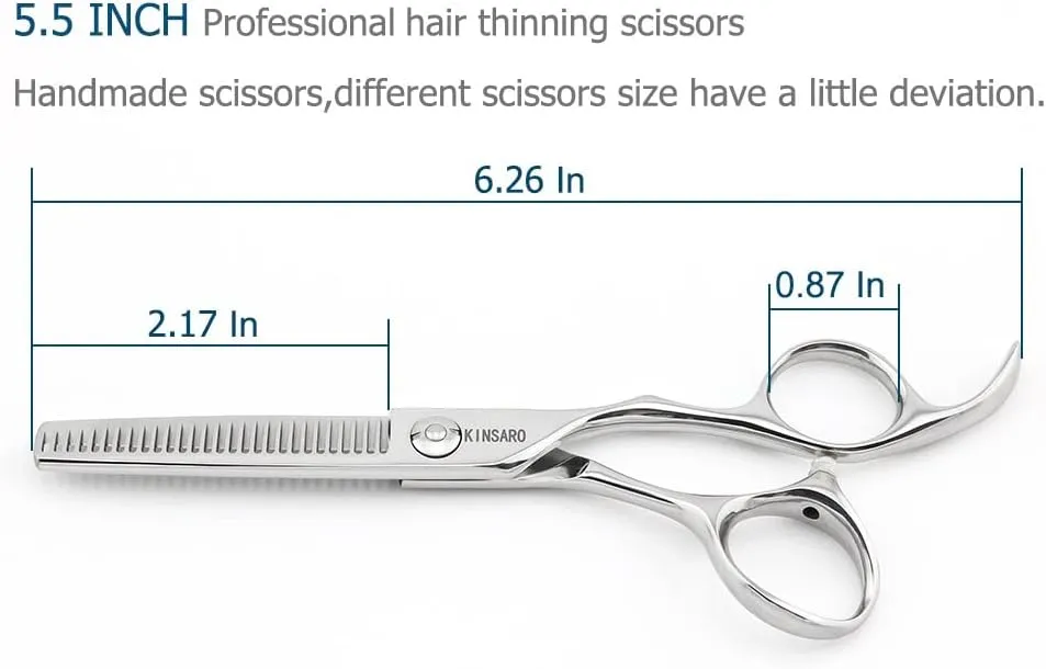 5.5" Barber Hair Thinning Scissors 440C Professional Thinning Shears Barber Shears 28 Teeth Convex Edge KINSARO for Hairdresser Barbershop or Home Use