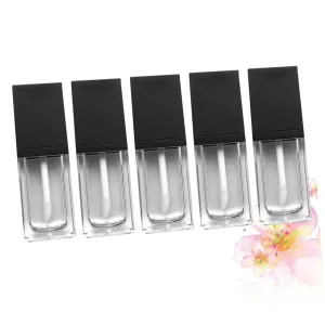5pcs Lip Gloss Bottle Flat Lip Containers for Girls Women Black for Dye Lightweight Portable Design Transparent for Easy Visibility