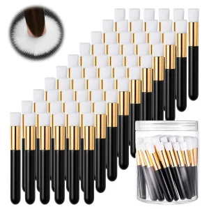 60 Pack Lash Brushes for Cleansing, Ultrafine Soft Bristles Shampoo Brush Makeup Brushes for Eyelash Extensions Lash Bath Nose Pore Deep Cleaning Brush Blackhead Remover Tool with Container - Black