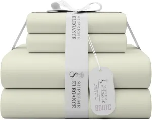 800 Thread Count Fresh Ivory Full Size Sheets Set, Ultra Soft & Silky Cotton Rich Easy Care Bed Sheets, Sateen Sheet Set with Deep Pocket (1 Flat Sheet, 1 Fitted Sheet & 2 Pillowcases)