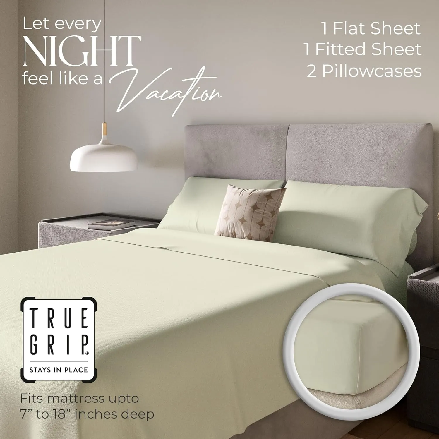 800 Thread Count Fresh Ivory Full Size Sheets Set, Ultra Soft & Silky Cotton Rich Easy Care Bed Sheets, Sateen Sheet Set with Deep Pocket (1 Flat Sheet, 1 Fitted Sheet & 2 Pillowcases)
