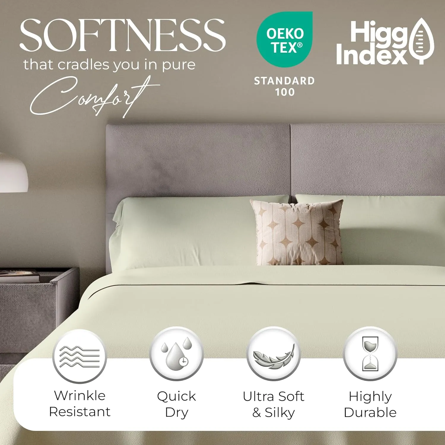 800 Thread Count Fresh Ivory Full Size Sheets Set, Ultra Soft & Silky Cotton Rich Easy Care Bed Sheets, Sateen Sheet Set with Deep Pocket (1 Flat Sheet, 1 Fitted Sheet & 2 Pillowcases)