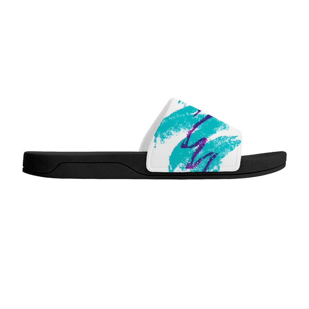 90s Jazz Solo Cup Pattern Slide Sandals - Black