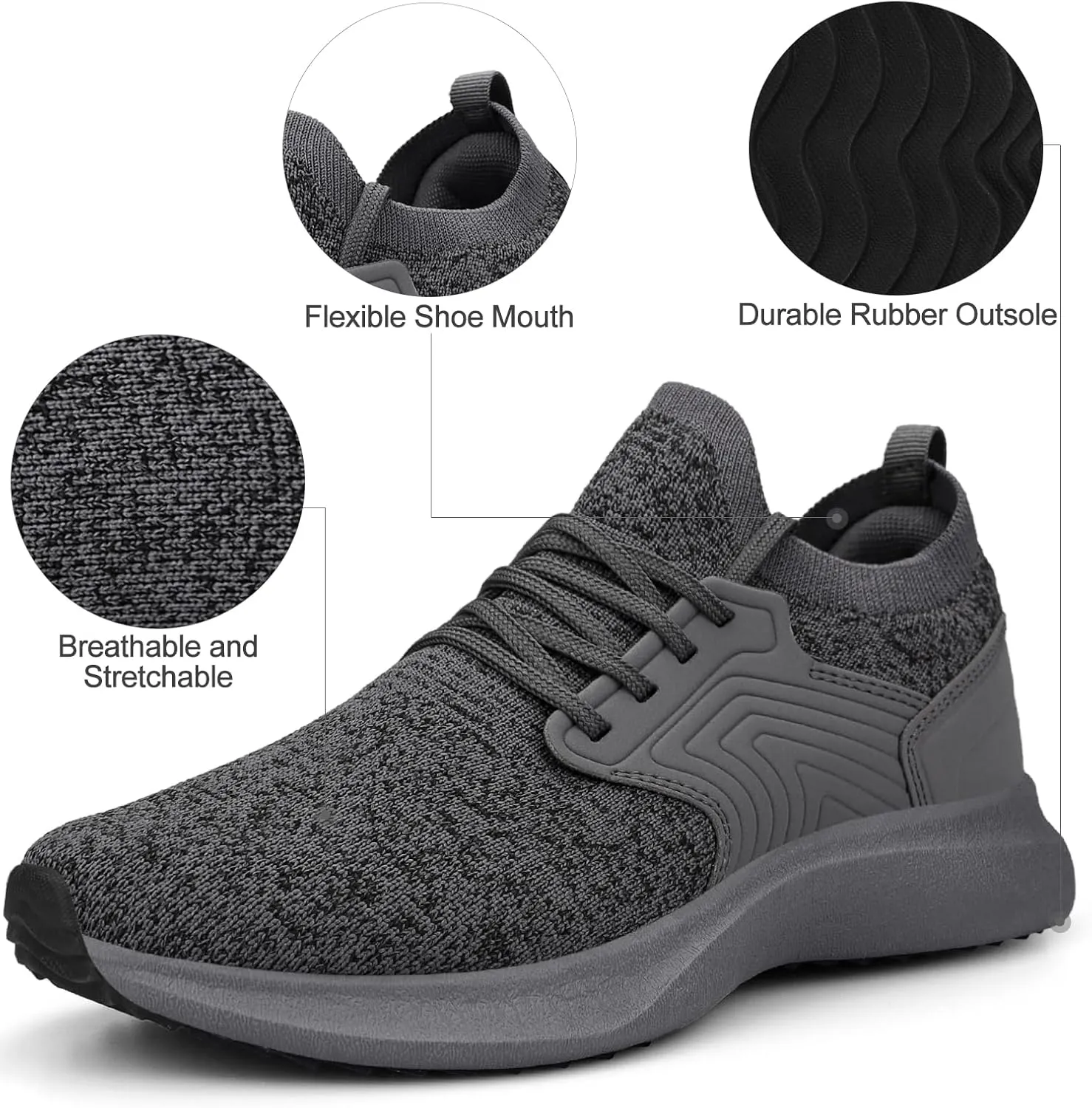 Abboos Womens Walking Running Shoes-Slip on Lightweight Memory Foam Sneakers for Athletic Gym Tennis Shoes