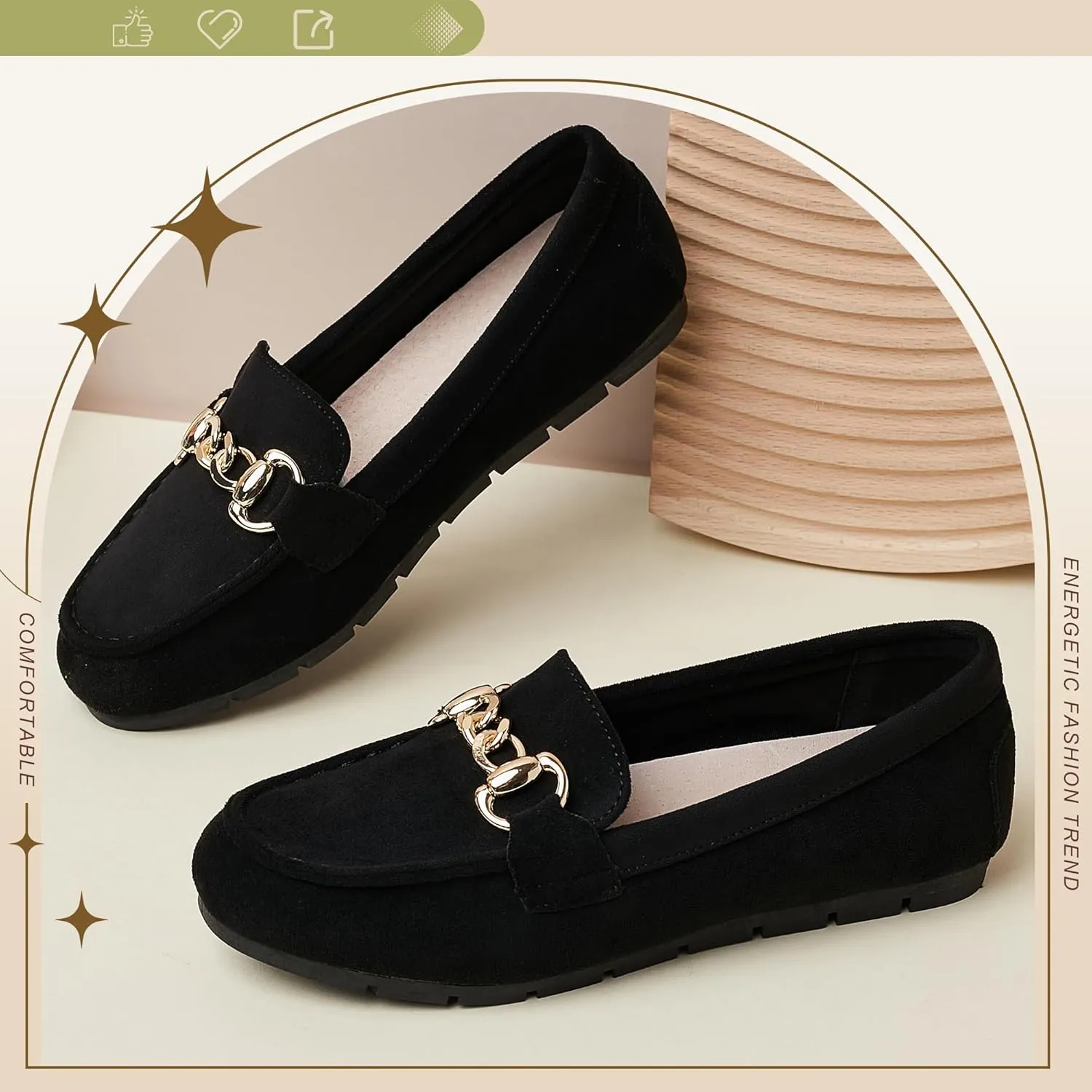 ABEJOJO Women's Loafer Shoes, Comfortable Slip on Casual Flat Penny Shoes for Walking, Driving, Dressy