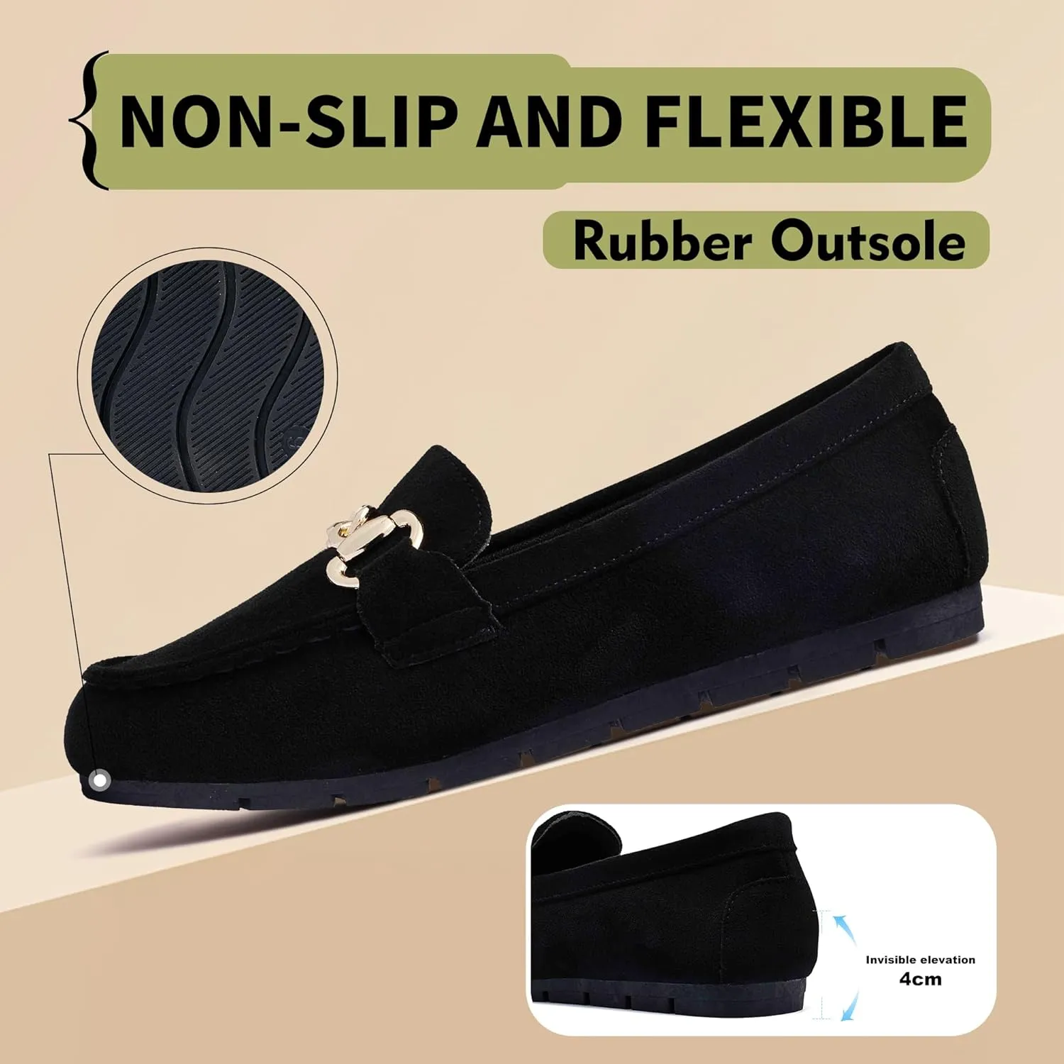 ABEJOJO Women's Loafer Shoes, Comfortable Slip on Casual Flat Penny Shoes for Walking, Driving, Dressy