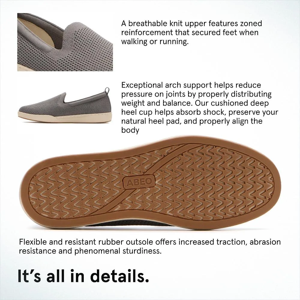 ABEO Encore Knit Slip On Sneakers for Women | Breathable Knit Slip On Sneakers | Arch Support Sneakers for Women | Built-in Orthotic Insole | Women's Travel Sneakers