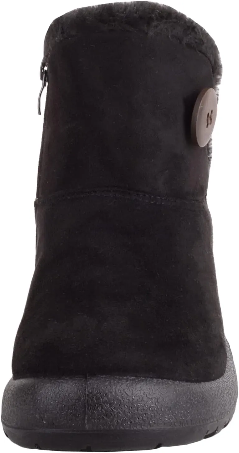 ABSOLUTE FOOTWEAR Womens Lightweight Faux Suede Faux Fleece Slip On Zip Up Ankle Boots