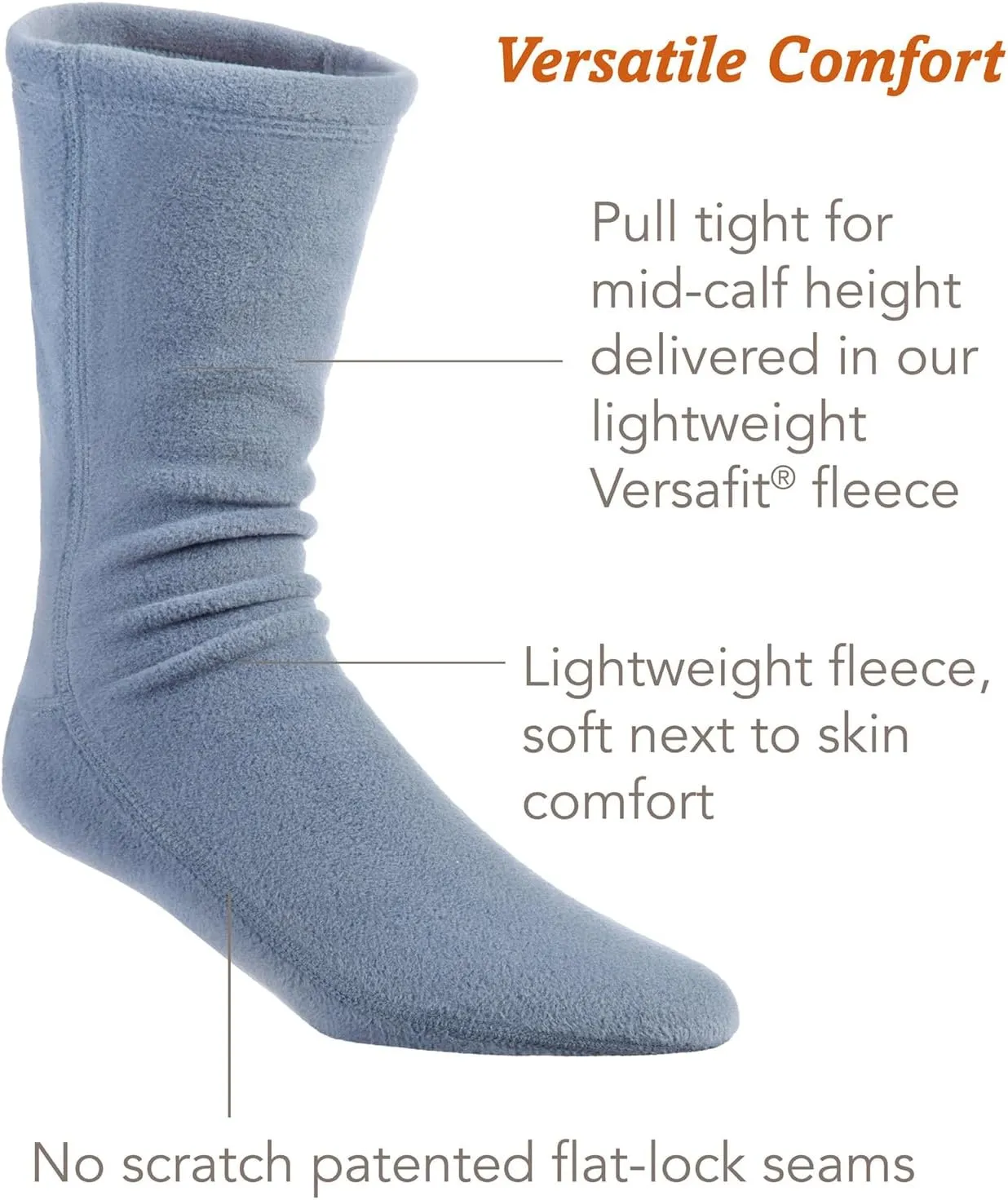 Acorn Mens and Womens Versafit Fleece Sock: Super Soft & Ultra-Warm, Mid-Calf Height, Flat-Flock Seams