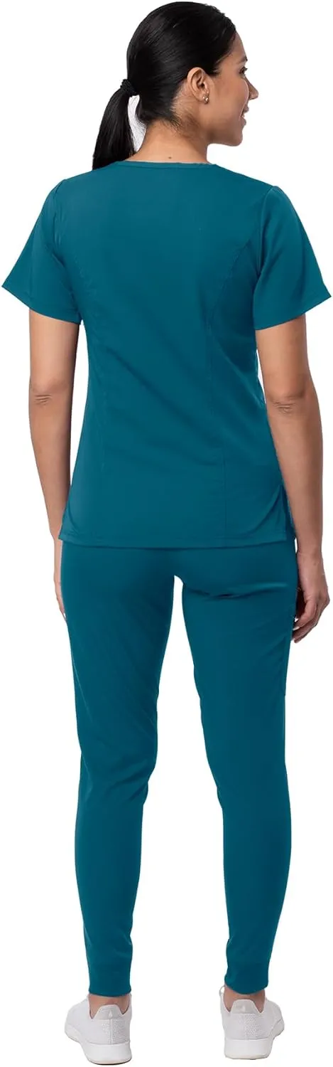 Adar Pro Flawless Plus Scrub Set for Women - Elevated V-Neck Top & Jogger Scrub Pants