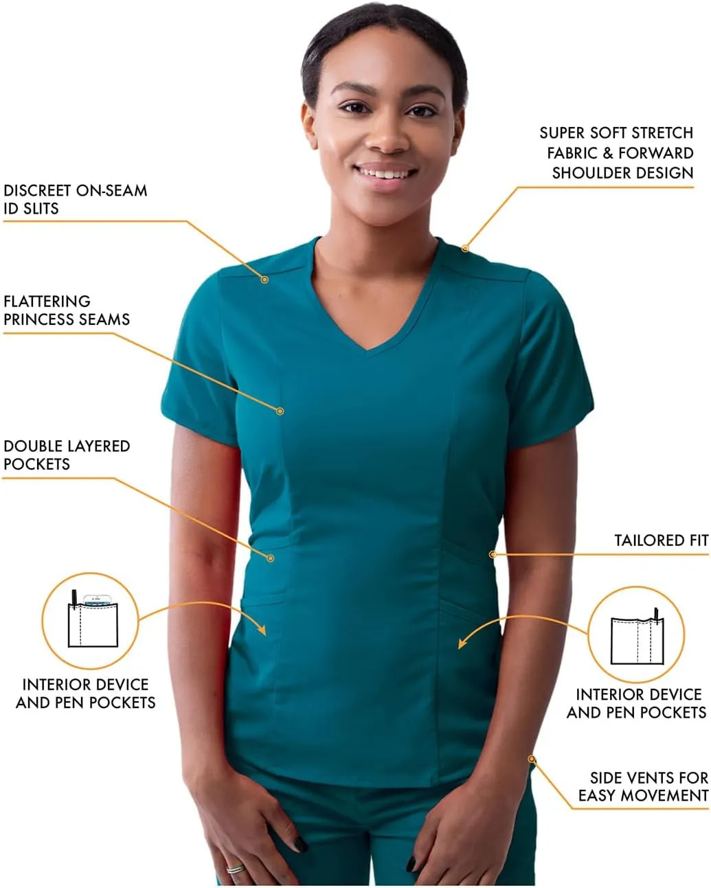 Adar Pro Modern Athletic Scrub Set For Women - Modern V-Neck Scrub Top & Yoga Jogger Scrub Pants