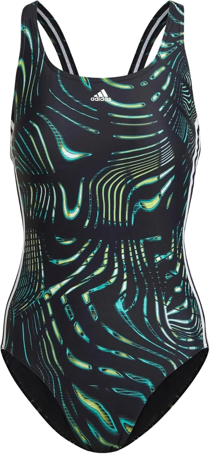 adidas Women's Souleaf Graphic 3 Stripes Swimsuit