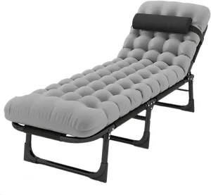 Adjustable Backrest Camping Cots for Adults, Portable Folding Bed for Sleeping, Lightweight Tent Cot with Removable Pillow