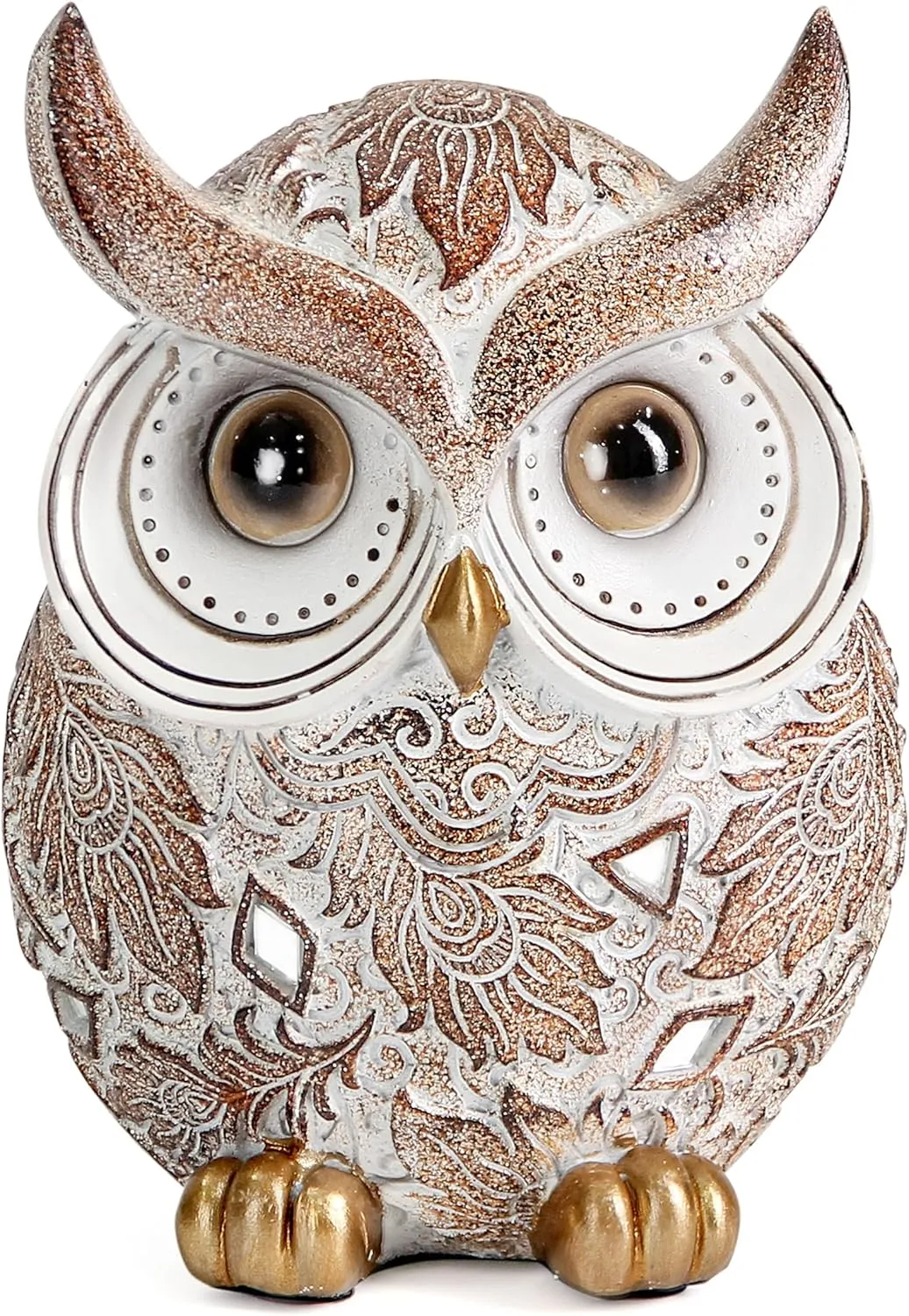 Adorable Owl Statue and Figurine for Home Decor - Modern Animal Owl Sculpture for Shelf, Bookshelf, Bedroom, Living Room, Office, Table, Desk