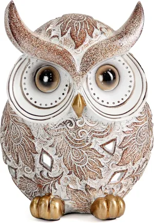 Adorable Owl Statue and Figurine for Home Decor - Modern Animal Owl Sculpture for Shelf, Bookshelf, Bedroom, Living Room, Office, Table, Desk