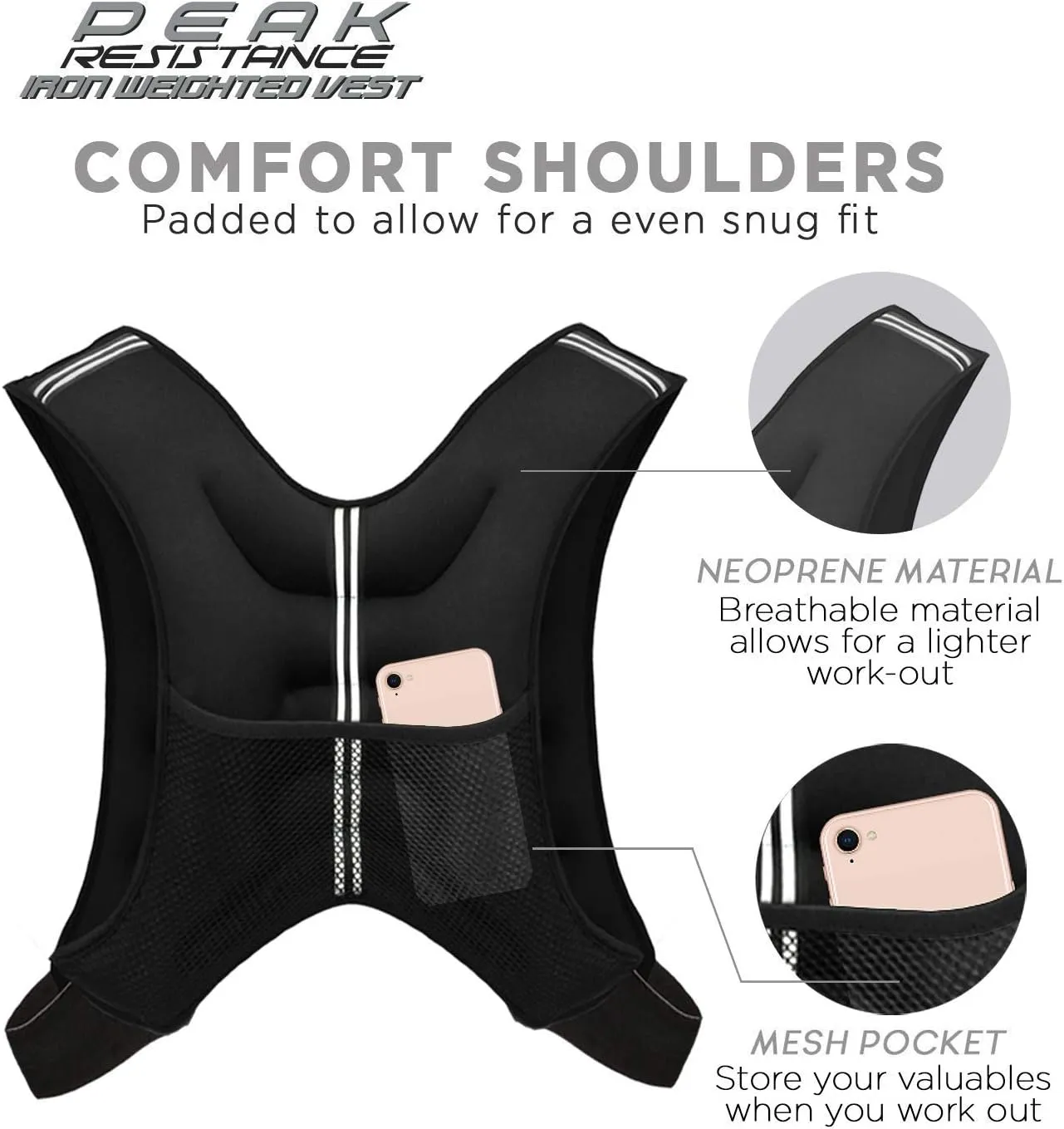 Aduro Sport Weighted Vest Workout Equipment, 4lbs/6lbs/12lbs/20lbs/25lbs/30lbs Body Weight Vest for Men, Women, Kids