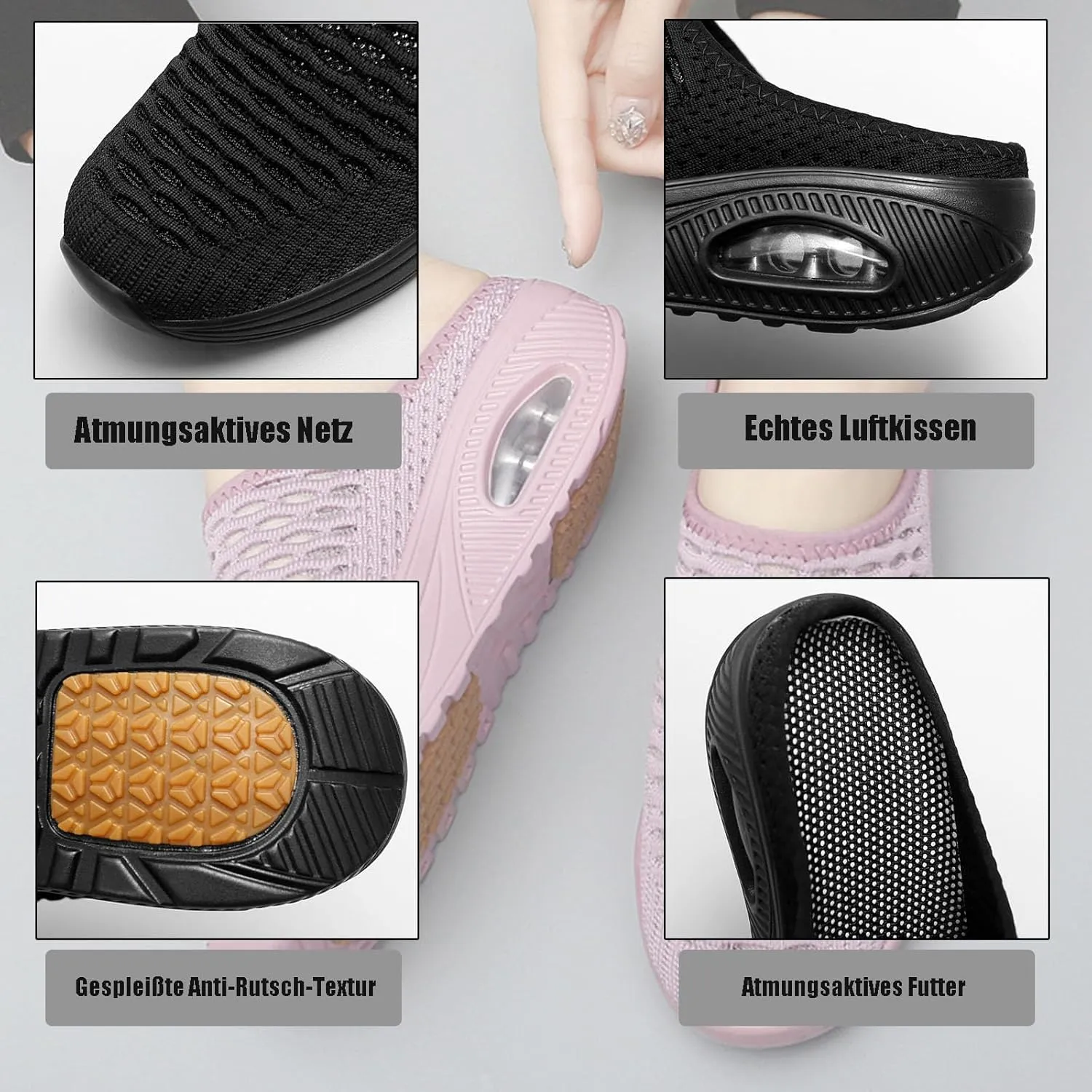 Air Cushion Slip-On Walking Shoes Orthopedic Diabetic Walking Shoes, Orthopedic Clogs Slippers Sandals Sneakers for Women