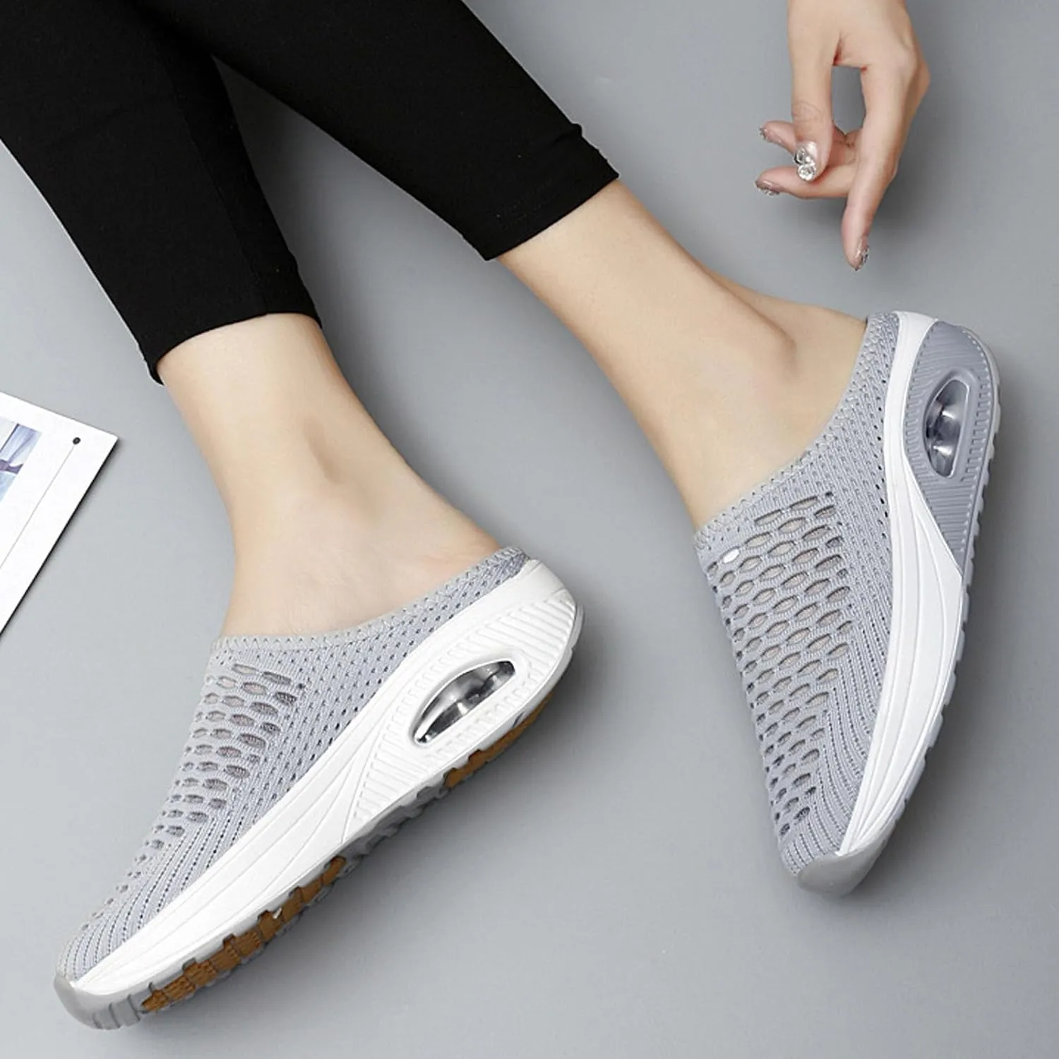 Air Cushion Slip-On Walking Shoes Orthopedic Diabetic Walking Shoes, Orthopedic Clogs Slippers Sandals Sneakers for Women