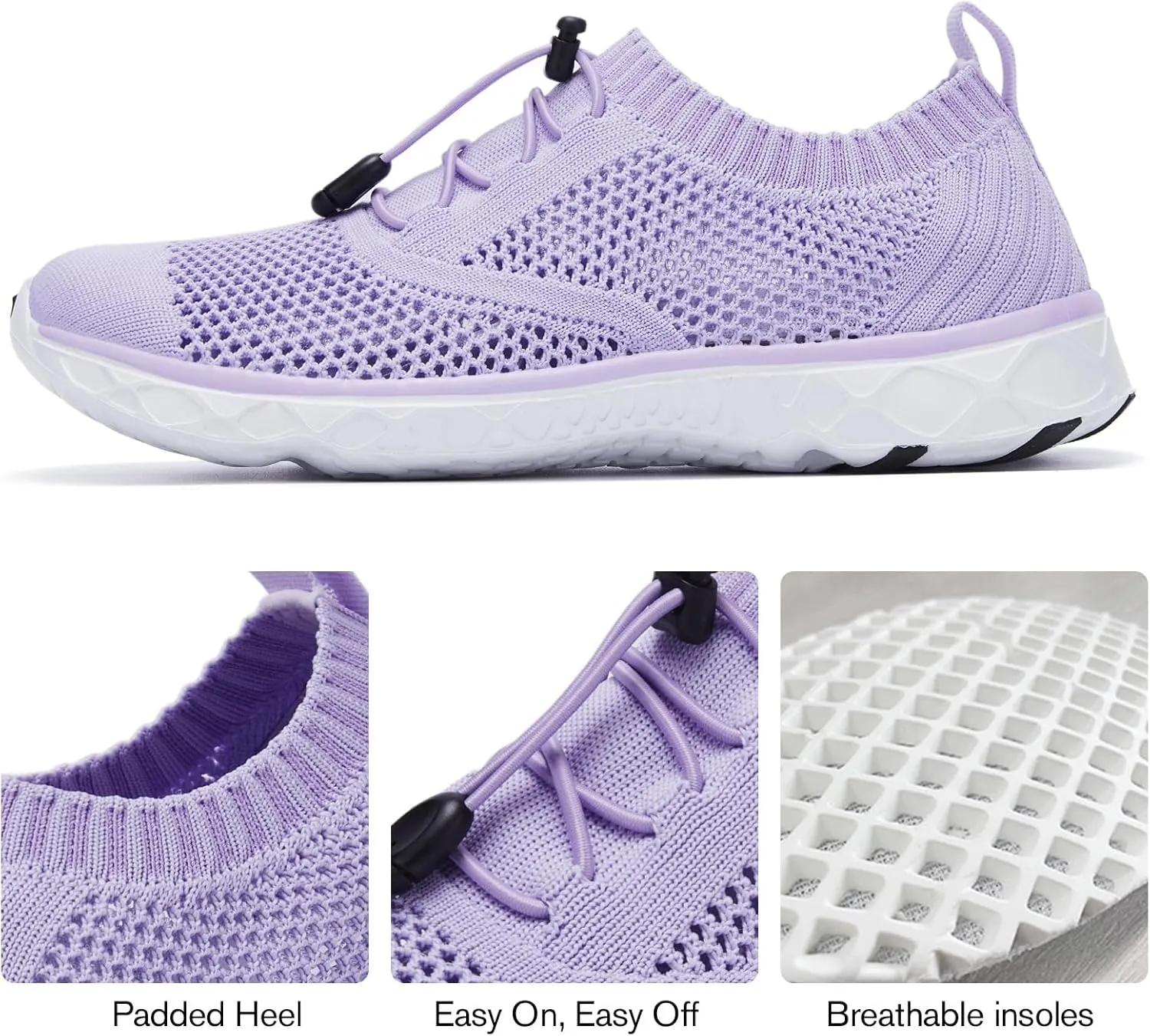 ALEADER Women's Lightweight Aqua Water Shoes Slip-on Quick Drying Swim Shoes