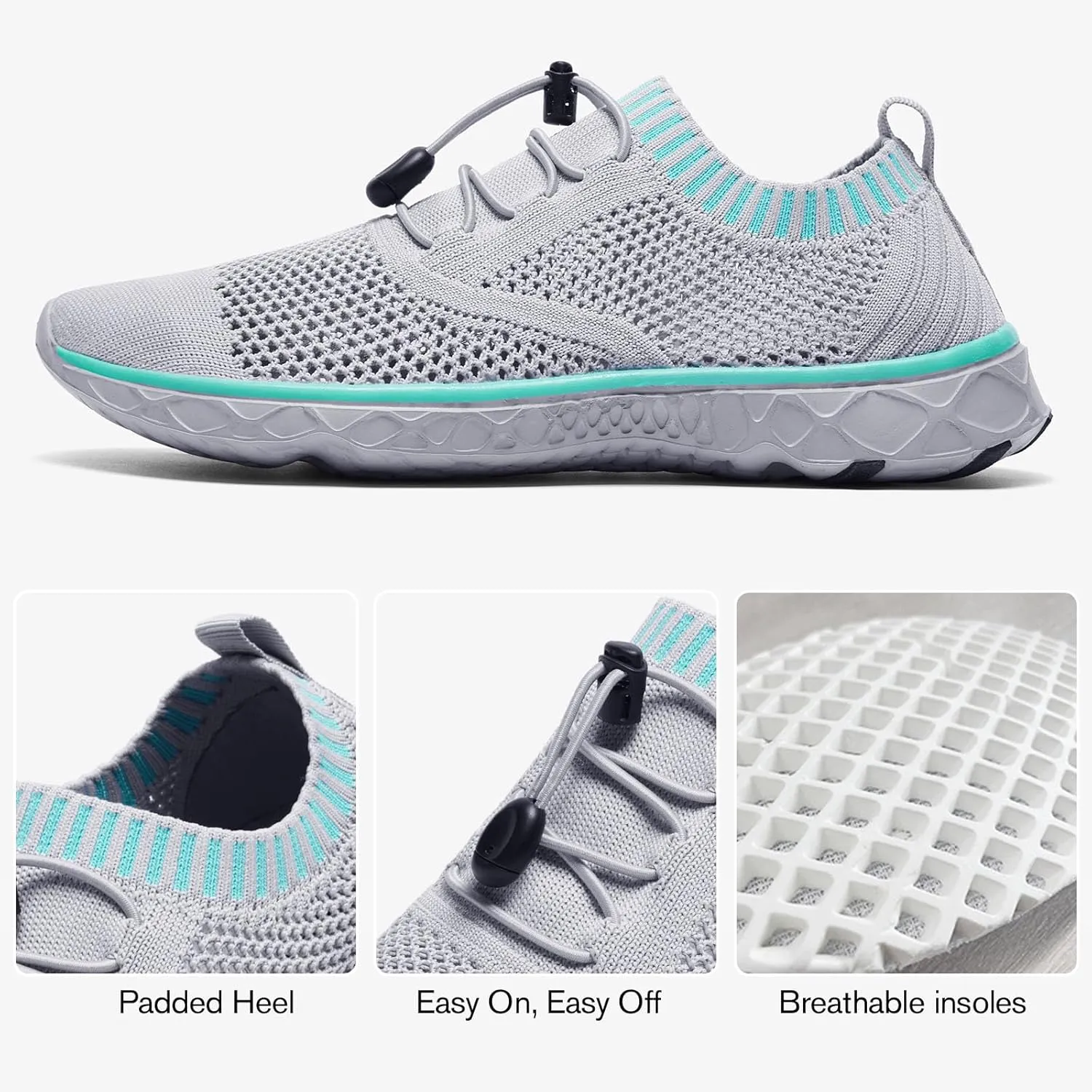 ALEADER Women's Lightweight Aqua Water Shoes Slip-on Quick Drying Swim Shoes
