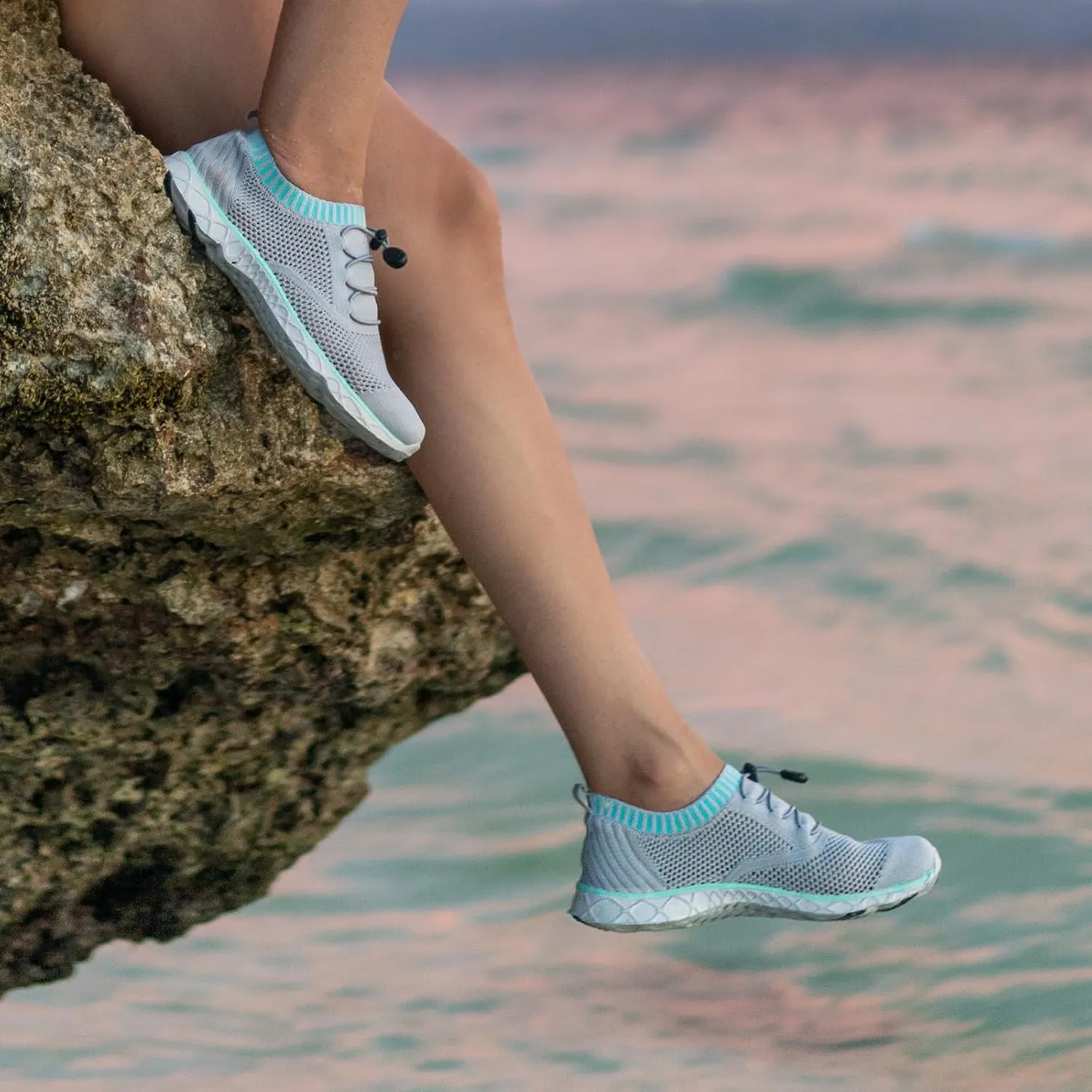 ALEADER Women's Lightweight Aqua Water Shoes Slip-on Quick Drying Swim Shoes