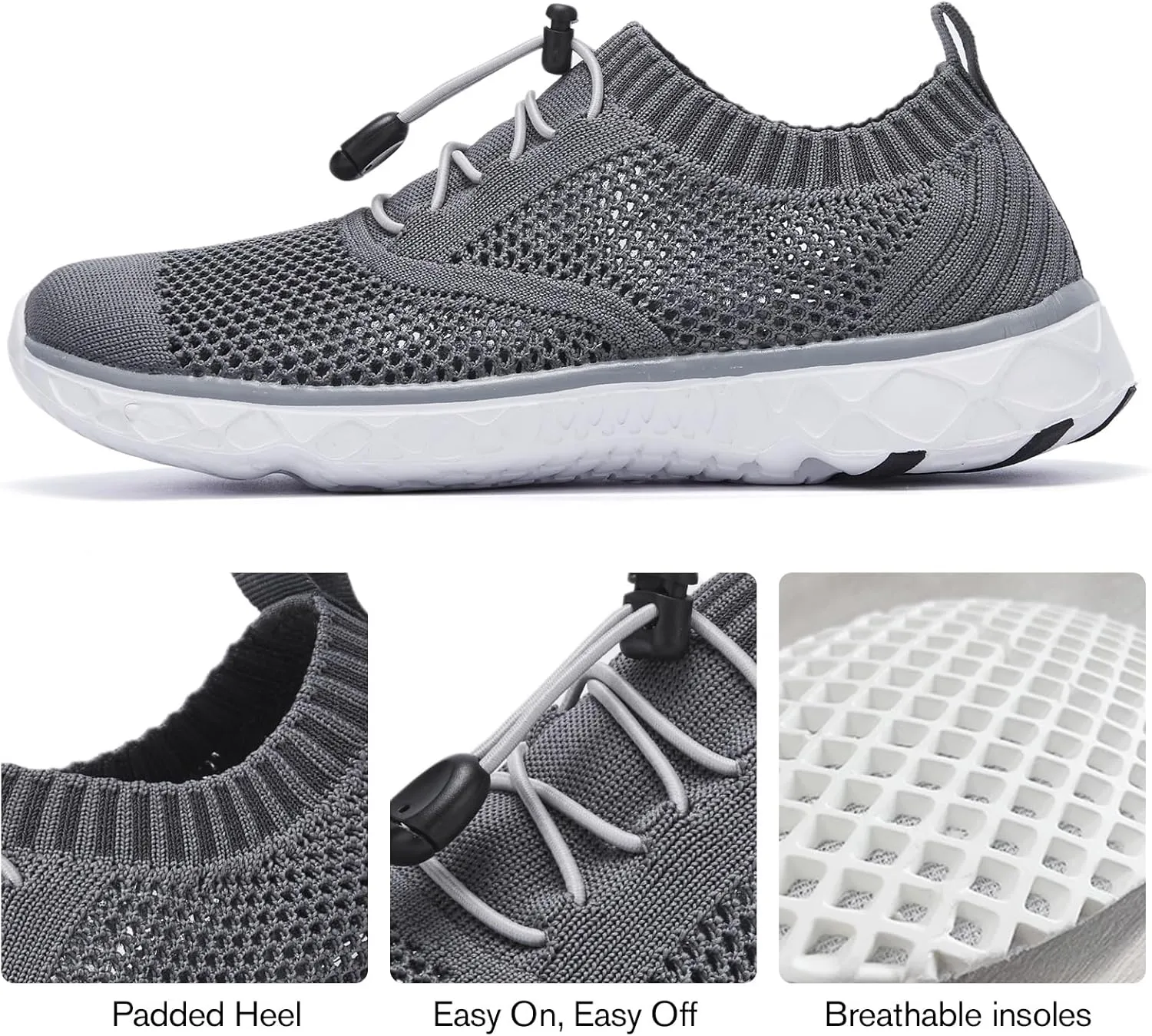 ALEADER Women's Lightweight Aqua Water Shoes Slip-on Quick Drying Swim Shoes