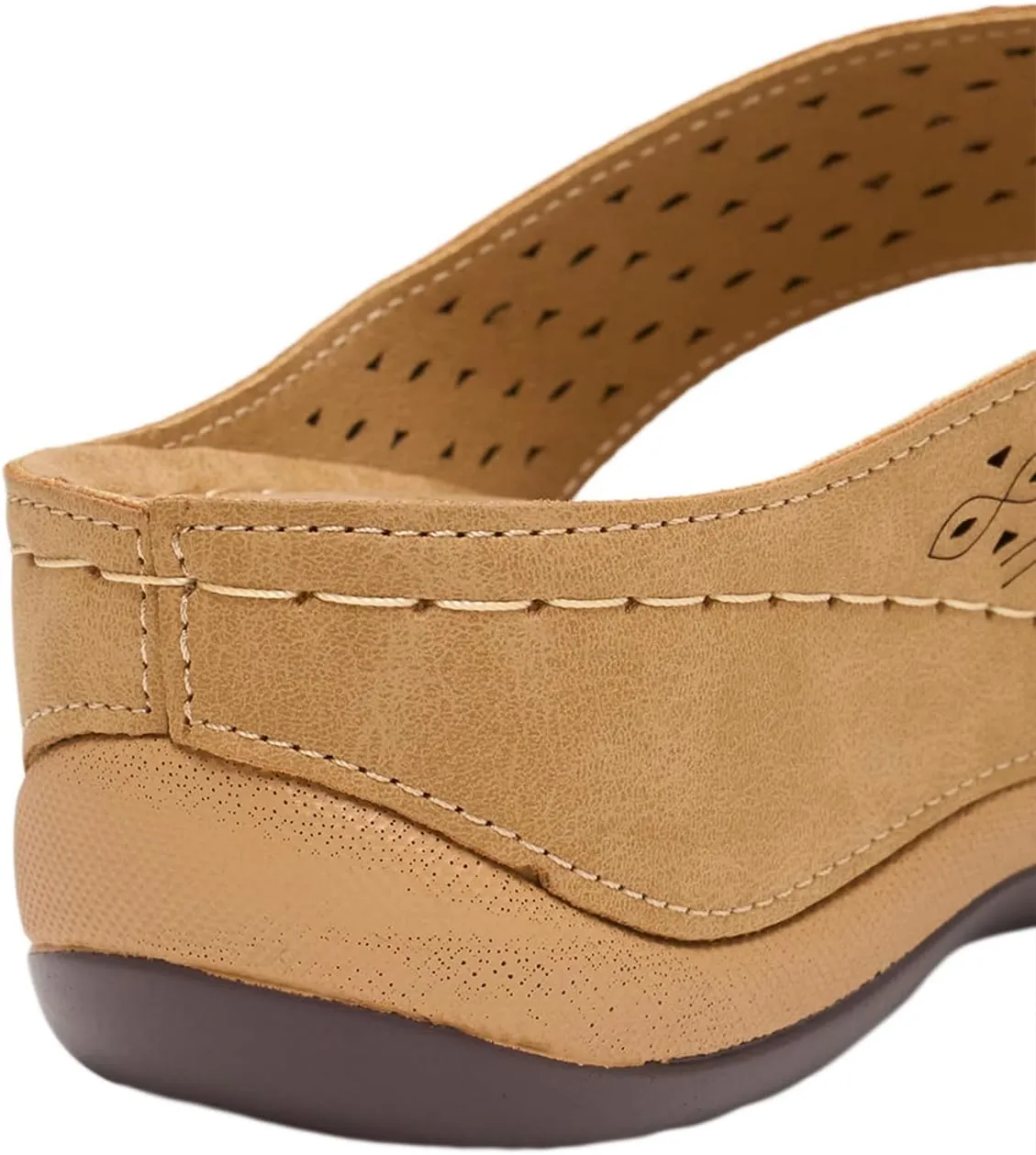Alexis Leroy Women's Comfort Cut-Out Vamp Open Toe Wedge Slide Sandals