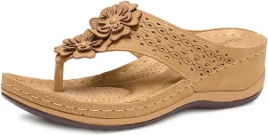 Alexis Leroy Women's Comfort Cut-Out Vamp Open Toe Wedge Slide Sandals