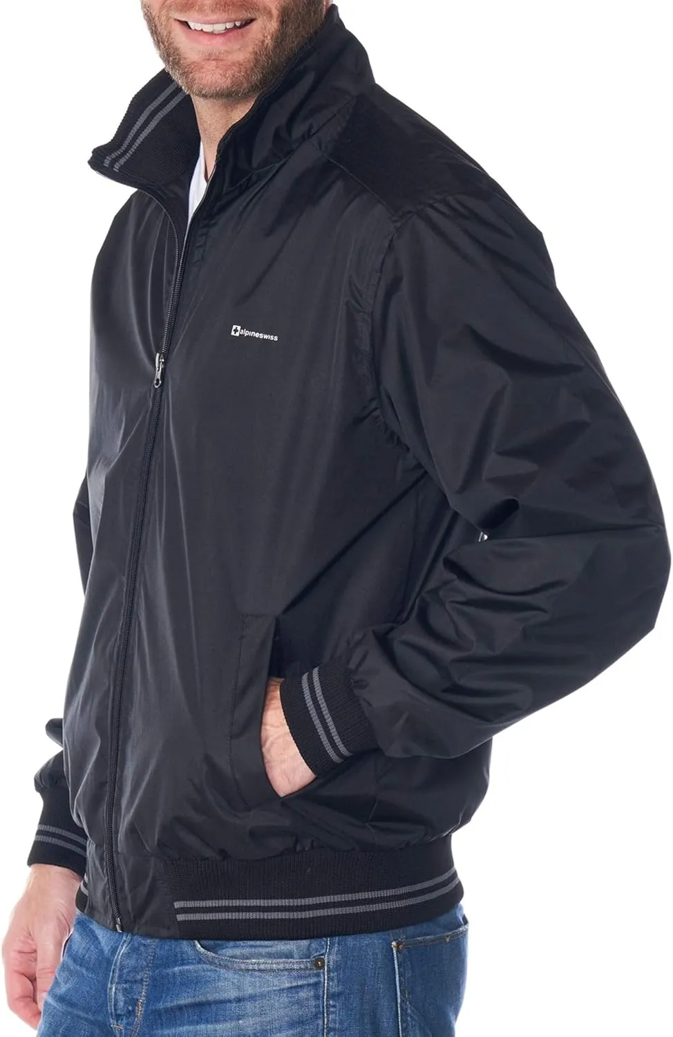Alpine Swiss Alvin Mens Lightweight Bomber Jacket Casual Windbreaker Varsity Jacket