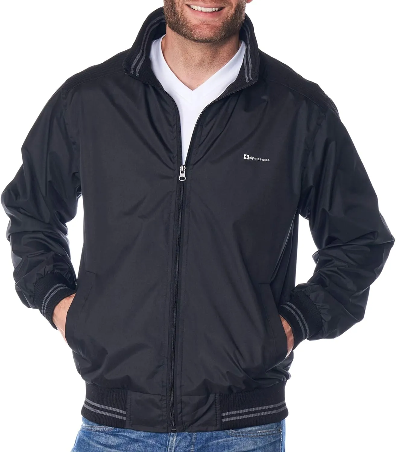 Alpine Swiss Alvin Mens Lightweight Bomber Jacket Casual Windbreaker Varsity Jacket