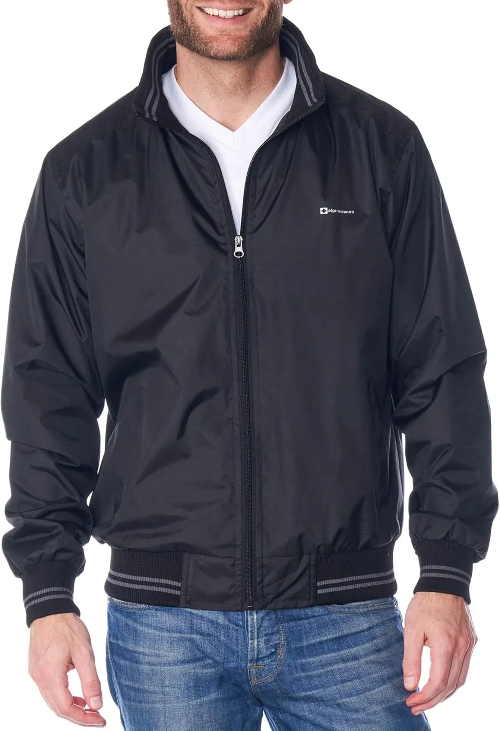 Alpine Swiss Alvin Mens Lightweight Bomber Jacket Casual Windbreaker Varsity Jacket