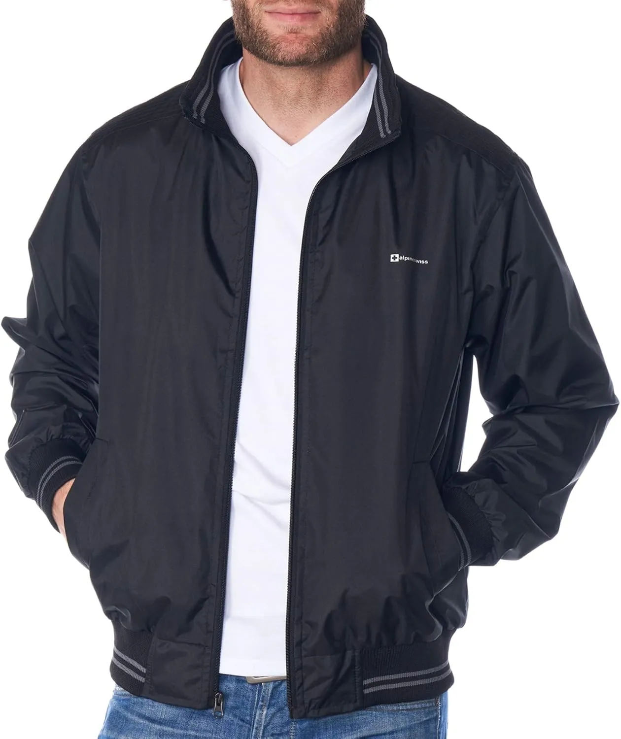 Alpine Swiss Alvin Mens Lightweight Bomber Jacket Casual Windbreaker Varsity Jacket