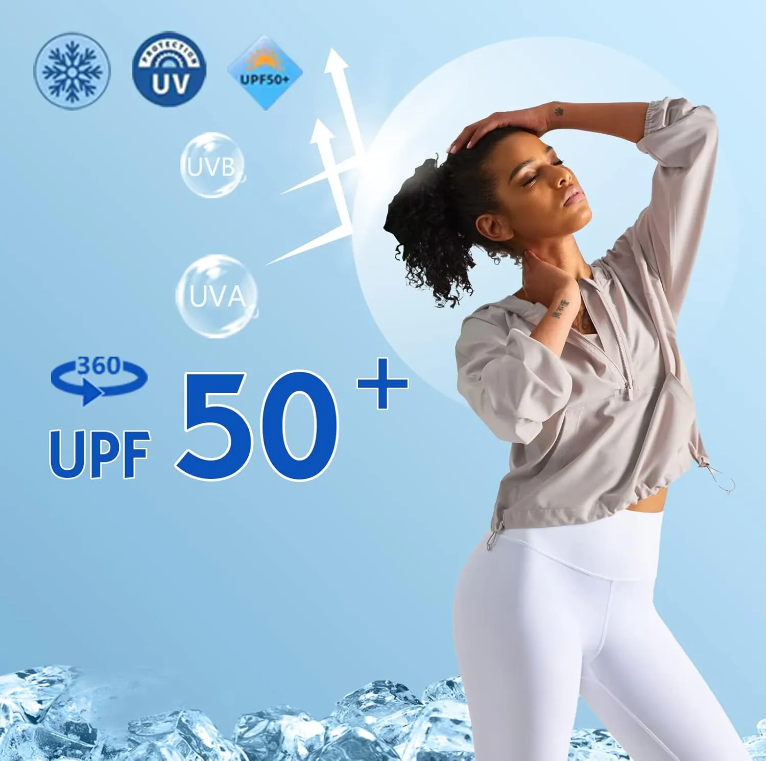 altiland Lightweight Workout Jacket for Women, Cropped Athletic Gym Running Hoodie, UV Protection Half Zip Pullover UPF 50 