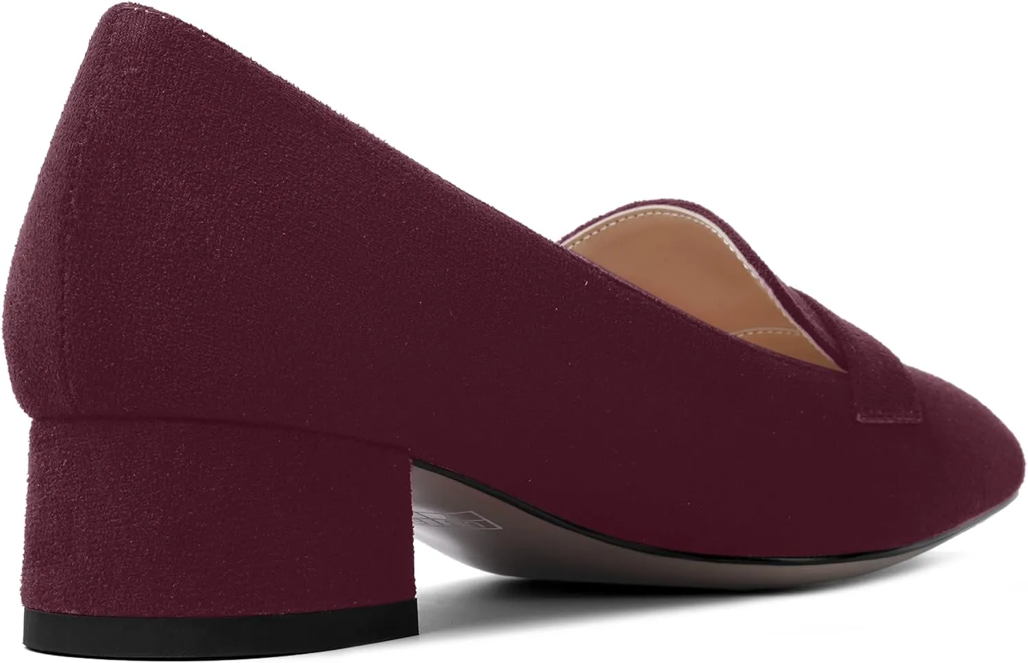 AMBELIGHT Womens Square Toe Casual Office Slip On Soild Block Low Heel Pumps Shoes 1.5 Inch