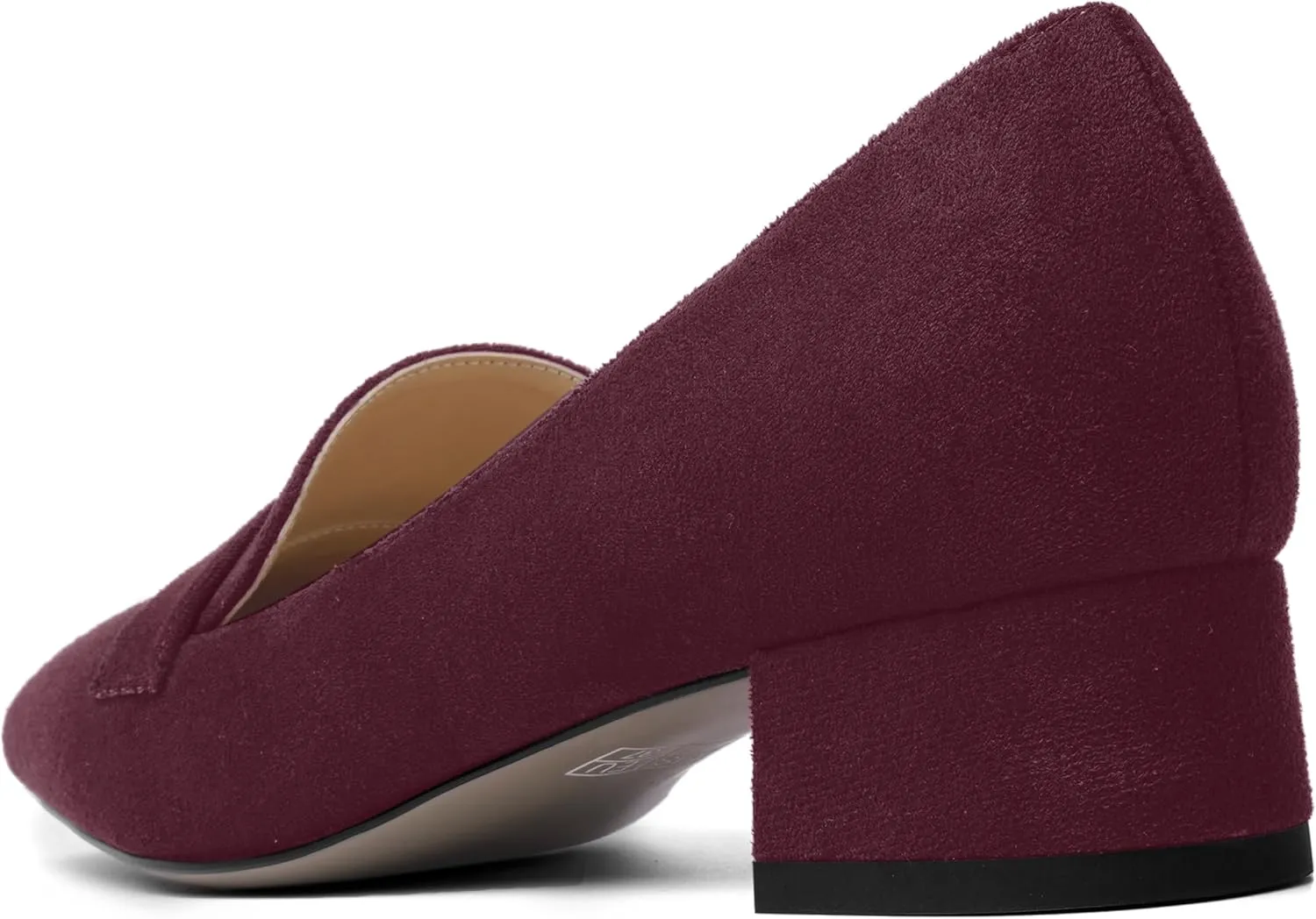 AMBELIGHT Womens Square Toe Casual Office Slip On Soild Block Low Heel Pumps Shoes 1.5 Inch
